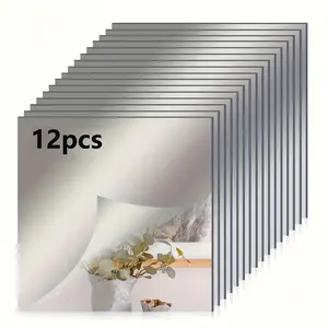 12-Pack 20×20cm Acrylic Mirror Tiles, Sticker packs, thick frameless self-adhesive design. Easy to install vertically or horizontally, lightweight and durable. Perfect for living room, bathroom, bedroom, modern wall decor