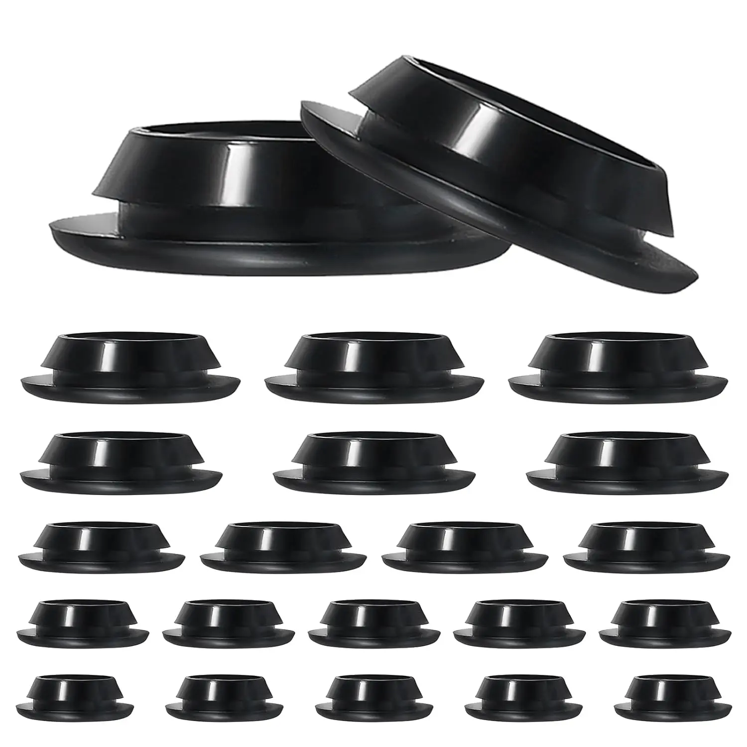 40 count Black Rubber Grommet Assortment Kit, 5 Sizes Eyelet Ring Gasket, Single Sided Round Firewall Hole Plugs Approx 13/16" 1" /16" /8" 1-9/16" Drill Hole for Wiring, Automotive, Boat