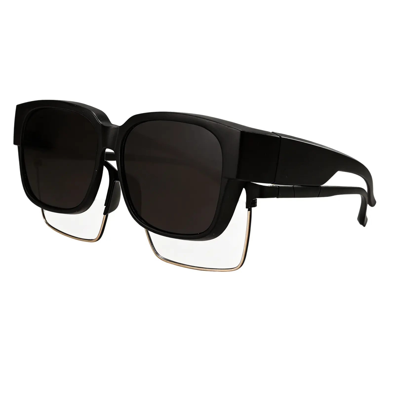 Square Wrap-Around Polarized Fit-Over Sunglasses for Women, Full Rim PC Lenses, UV Protection, Regular Size Outdoor Eyewear for Female