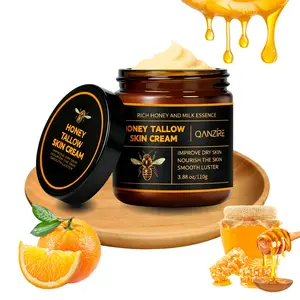 Honey Tallow Skin Cream, Handcrafted All-Natural Moisturizing Cream, Organic Grass-Fed Tallow Moisturizing Cream, Soft, Smooth And Radiant Skin And Body Care.