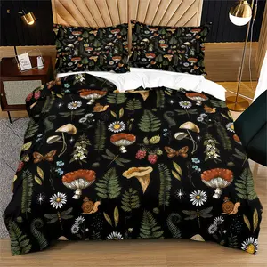 Mushroom Forest Pattern Duvet Cover Set, a Soft And Comfortable Bedding Set (1 Duvet Cover + 1/2 Pillowcase, No Filler Included), Suitable For Bedrooms And Guest Bedrooms. It Is An Ideal Gift For Family And Friends.