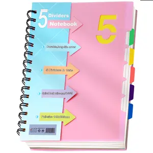 5 Subject Notebook, Spiral Notebook Journal, College Ruled Spiral Notebook 5x7 with Divider Tabs, 220 Pages Lined Spiral Notebook for Women, A5 Spiral Notebook for Note Taking, School, Cover random color, Spiral Bound Notepad, Stationery Supplies