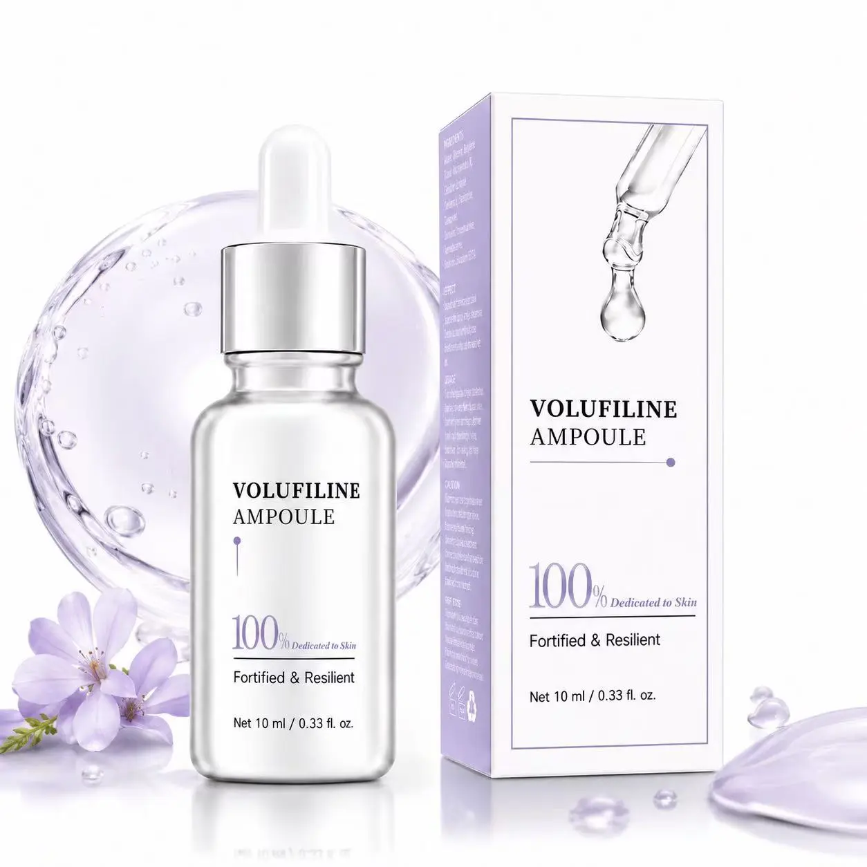 100% Volufiline Alcohol-Free Korean Ampoule Facial Serum - 10ml Fresh Lightweight DIY Booster, Skin Elasticity Aid, Skin Lifter, Body Care Serum, Diy Boosters