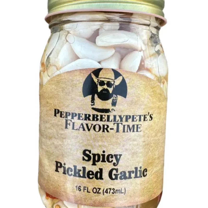 Pepper Belly Pete's Spicy Pickled Garlic with Jalapeño Peppers - 16 oz Jar, Ideal for Weeknight Dinners, Everyday Snacks