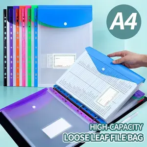 A4 Expanding File Folders with Button Closure, Durable PP Plastic Document Organizer, Locking Mechanism, Vibrant Colors, Storage, Office Supplies, Office Accessories