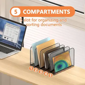 5-Section Desktop File Organizer, Vertical Folder, Document Classifier, Office Desk Organizer, Suitable for Offices and Classrooms, Office Supplies