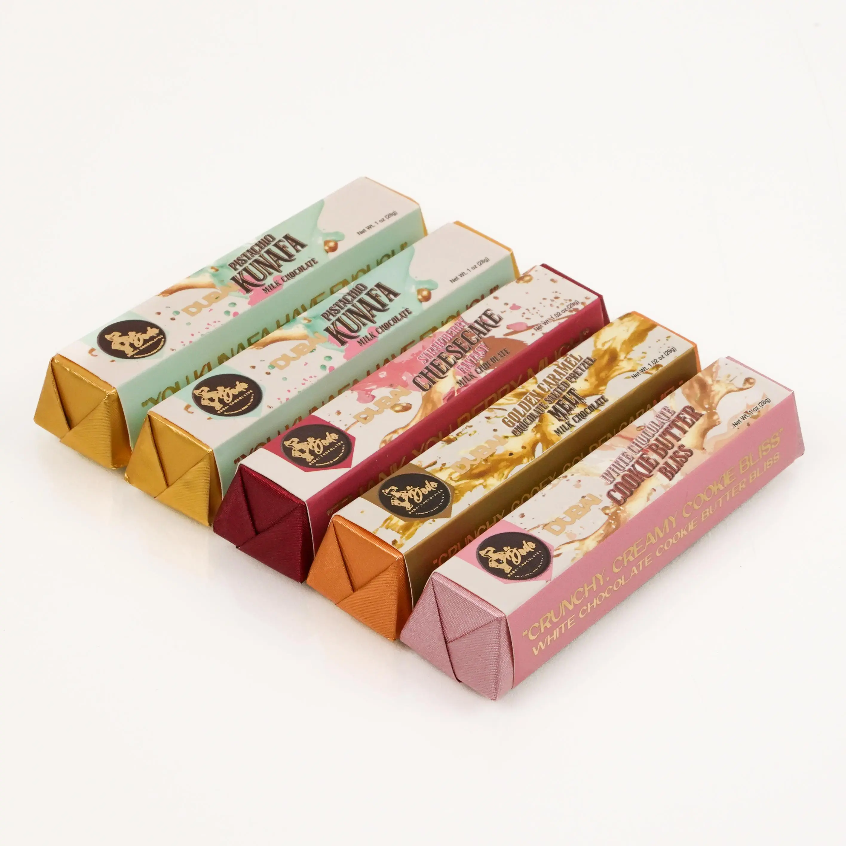 Dubai Style Chocolate 5 Bar Multipack - 5 Mini Snack Size Bars in 4 Assorted Flavors (1 oz. bars)