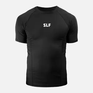 SLF Basic Black Compression Shirt for Men & Women - Quick-Dry Mesh Fabric, Moisture-Wicking, Breathable, Durable, Machine Washable, Ideal for Running & Gym Workouts