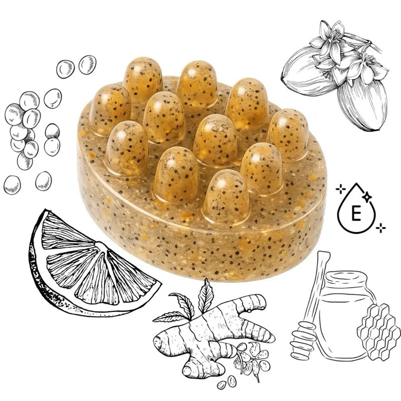 GOLDEN HOUR | EXFOLIATING MASSAGE BODY BAR | SWEET ORANGE • HONEY • POPPY SEED SOAP herbal soap Deep Cleansing Brightening Jojoba Gentle