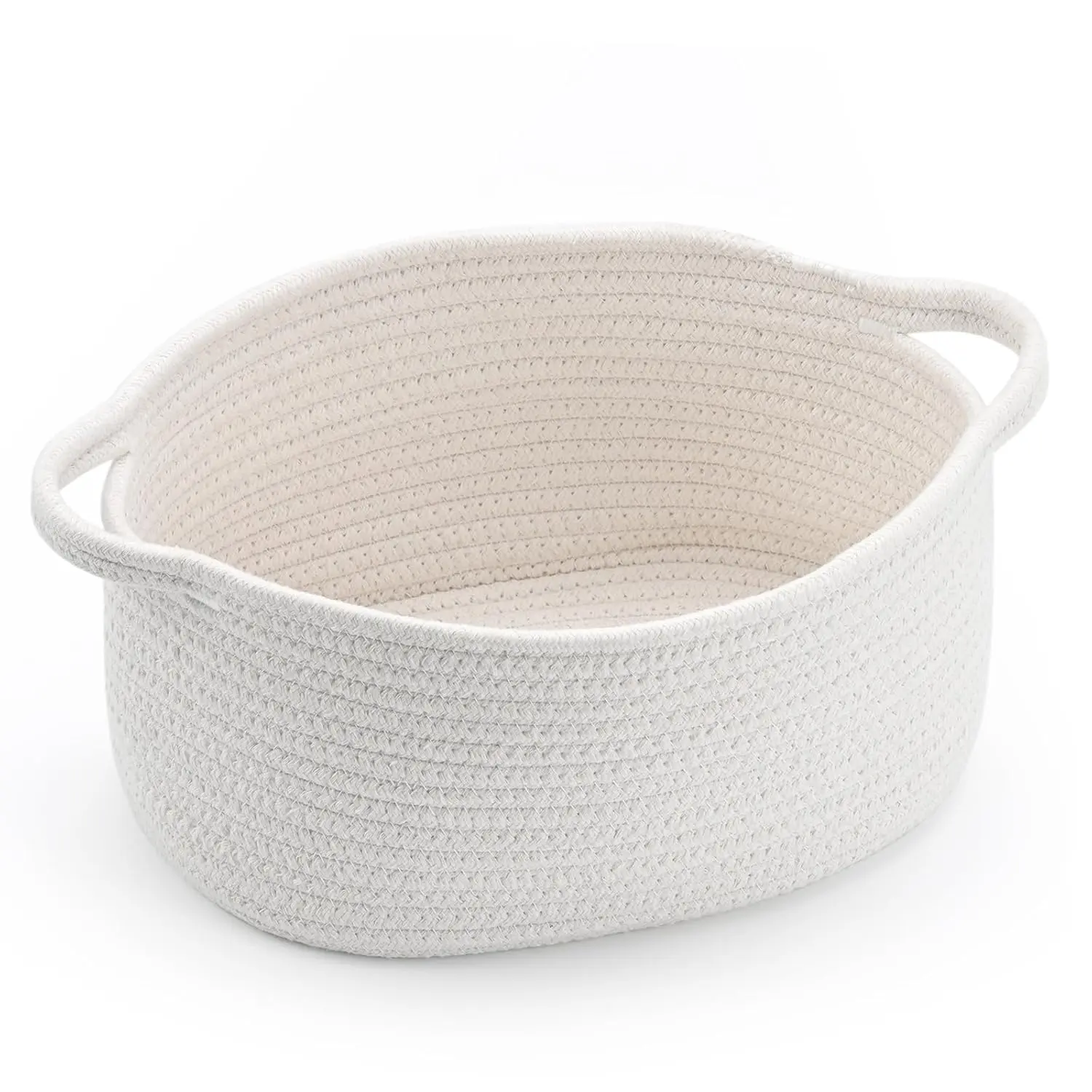 Cute small woven storage basket with handle, baskets for gifts empty, gift baskets for  Easter christmas birthday baby shower burr, decorative organizer box for baby toy pet, 13" D x 8" W x 6" H