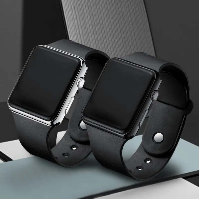 Stylish Minimalist LED Couple's Square Watch Set, Square Dial Watch, Perfect Back to School Gift for Friends and Loved Ones, Ideal for Casual and Party Wear, Wristwatch, Fashionable Watches