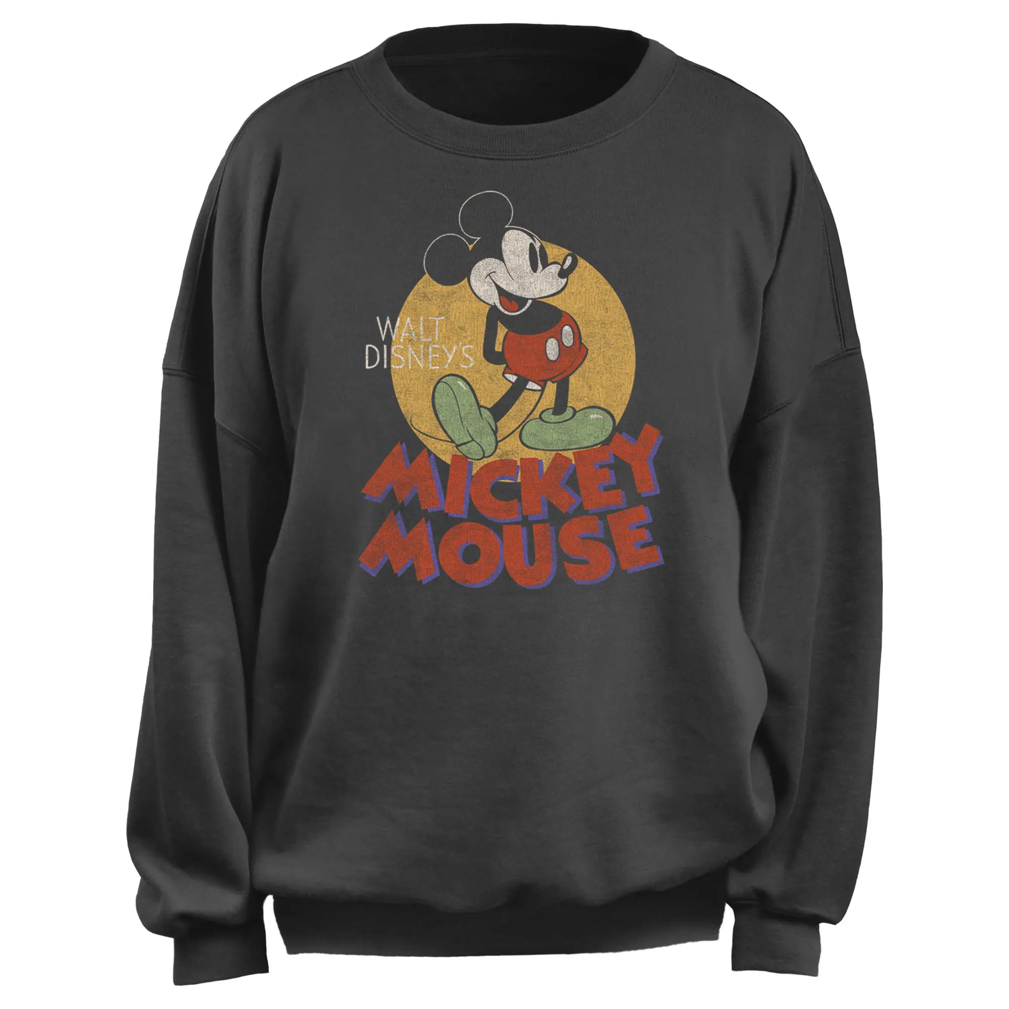 Junior's Mickey & Friends Retro Distressed Spotlight Mouse Sweatshirt