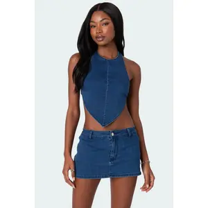 Sydnie Denim Open Back Top