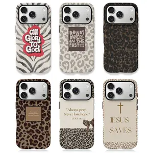 Zebra Print Leopard Print Cheetah Print Brown Leopard Beige Cheetah Gold Cross Phone CaseSuitable for iPhone 17/16/15/14/13/12/11 ProMax/Plus Impact Resistant Hard Case with ImpactDispersion Technology &