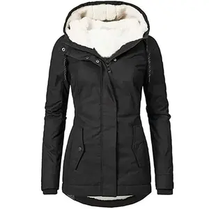2025 Hooded Women Splice Zipper Coats Loose Casual Pockets Parkas Regular Thick Full Sleeve Warm Solid Jackets Autumn Winter camouflage design plush sweatshirt winter  clothesGift