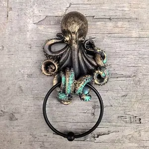 Halloween Octopus Door Knocker - Spooky Cephalopod Design with Tentacles, Durable Resin Construction, Indoor/Outdoor Use for Halloween Decor, No Electricity Needed, Halloween Decoration