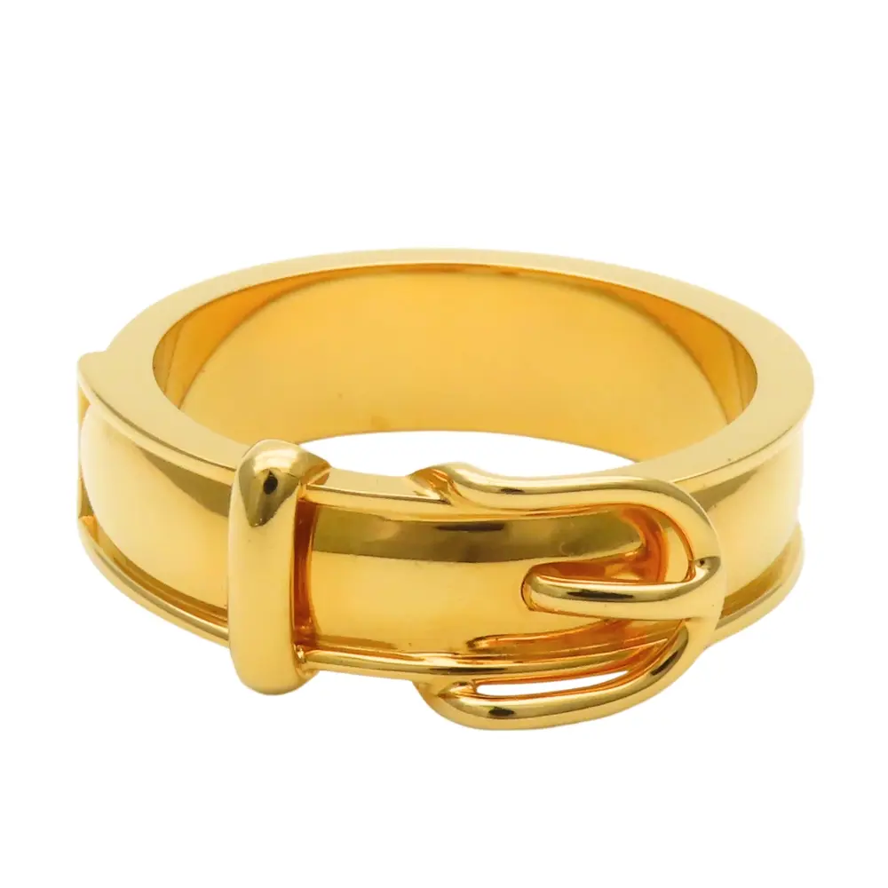 Pre-owned HERMÈS Gold-plated Small Leather Goods Hermes Scarf Ring
