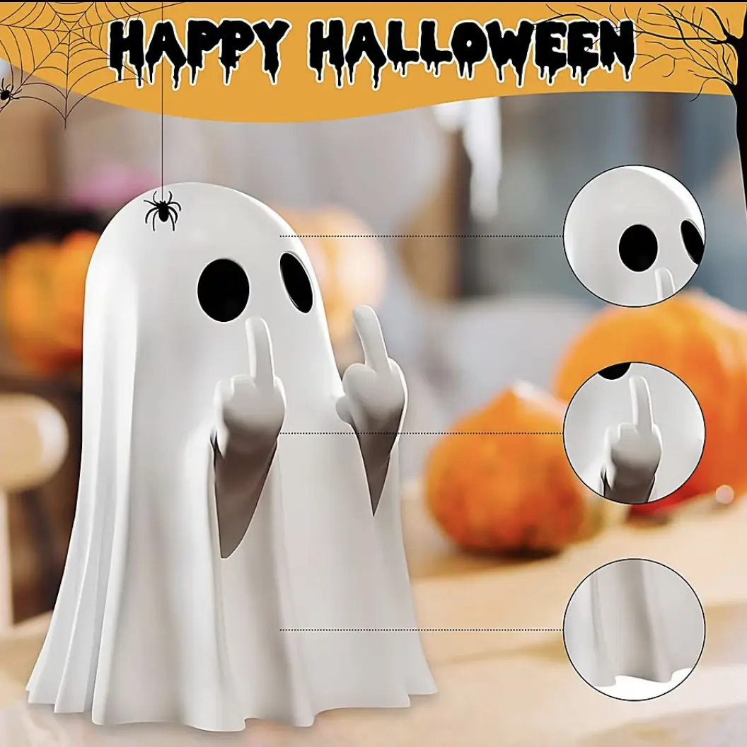Halloween Ghost Figurines - Cute Resin Ghost Statues in Different Styles, Small Spooky Tabletop Decorations for Mantel, Shelf, Desk and Halloween Party, Funny Gift for Ghost Lovers