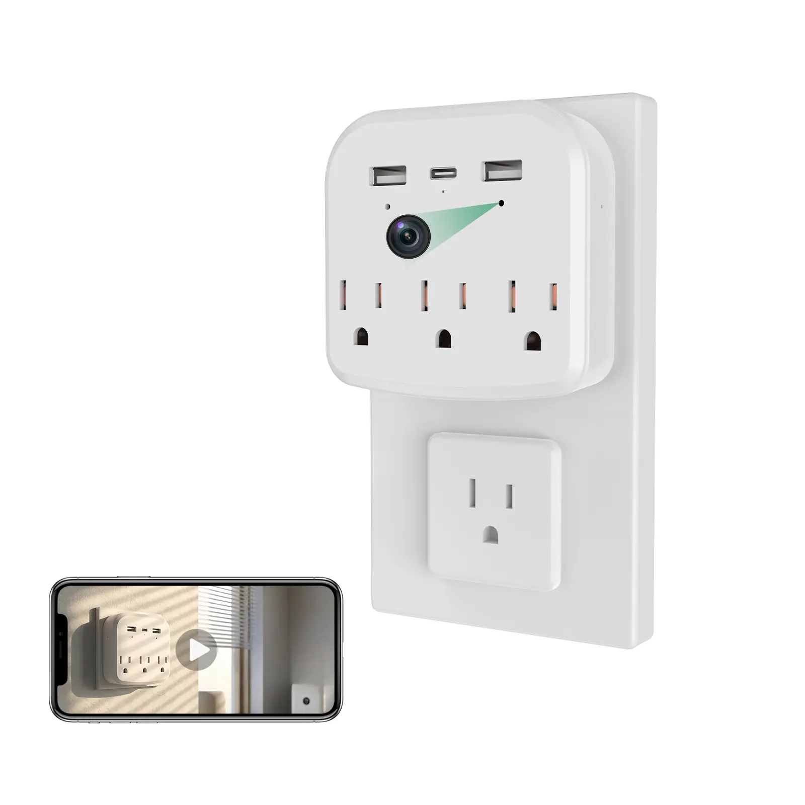 2.4G & 5G WiFi Wall Plug Camera - 1080P HD WiFi Indoor Camera Security, 24/7 Loop Recording Smart Home Monitor for Baby (32GB SD Card Included)