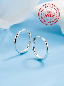 925 Sterling Silver Simple Hoop Earrings, Fashionable Earrings for Women, High Quality Earrings, Trendy All-match & Exquisite Jewelry for Birthday Gift