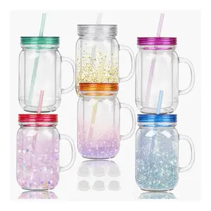20 oz acrylic mason jar cup with handle