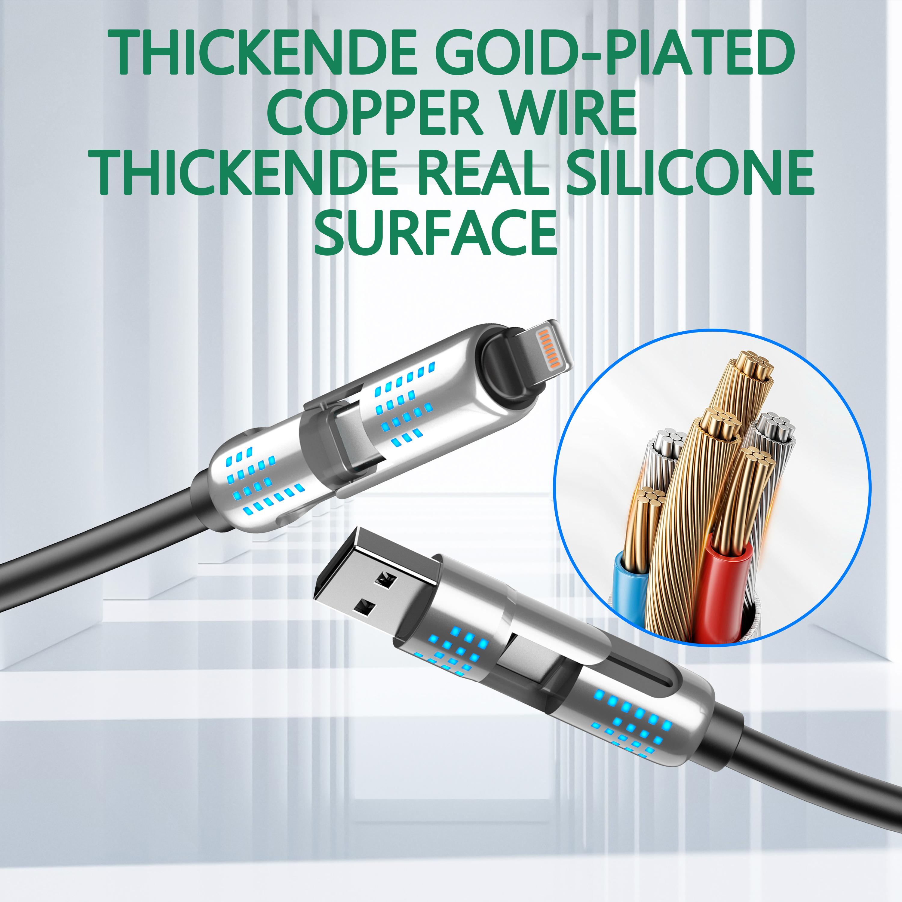 240W USB-C Cable with 4-in-1 Ports, Lightning, Type-C, USB-A | Fast PD 5A Charging for Phones, Tablets, Laptops