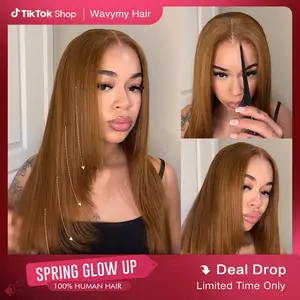 [Today's Deal ]Wavymy Chestnut Brown Trendy Layered Cut Pre-plucked Wear Go 7x5 Glueless Pre-cut Lace Wigs Reddish Brown 180% Density Straight Wigs 100% Human Hair