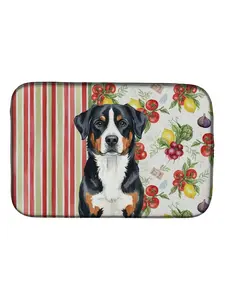 Carolines Treasures WDK8259DDM 21 x 14 in. Greater Swiss Mountain Dog Vegetables Dish Drying Mat