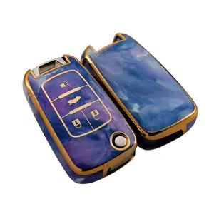 Chevrolet Key Fob Cover Premium Soft TPU Full Protection Key Shell Case Compatible with Chevy Camaro Cruze Impala Equinox Volt Spark Sonic Folding Flip Remote Key