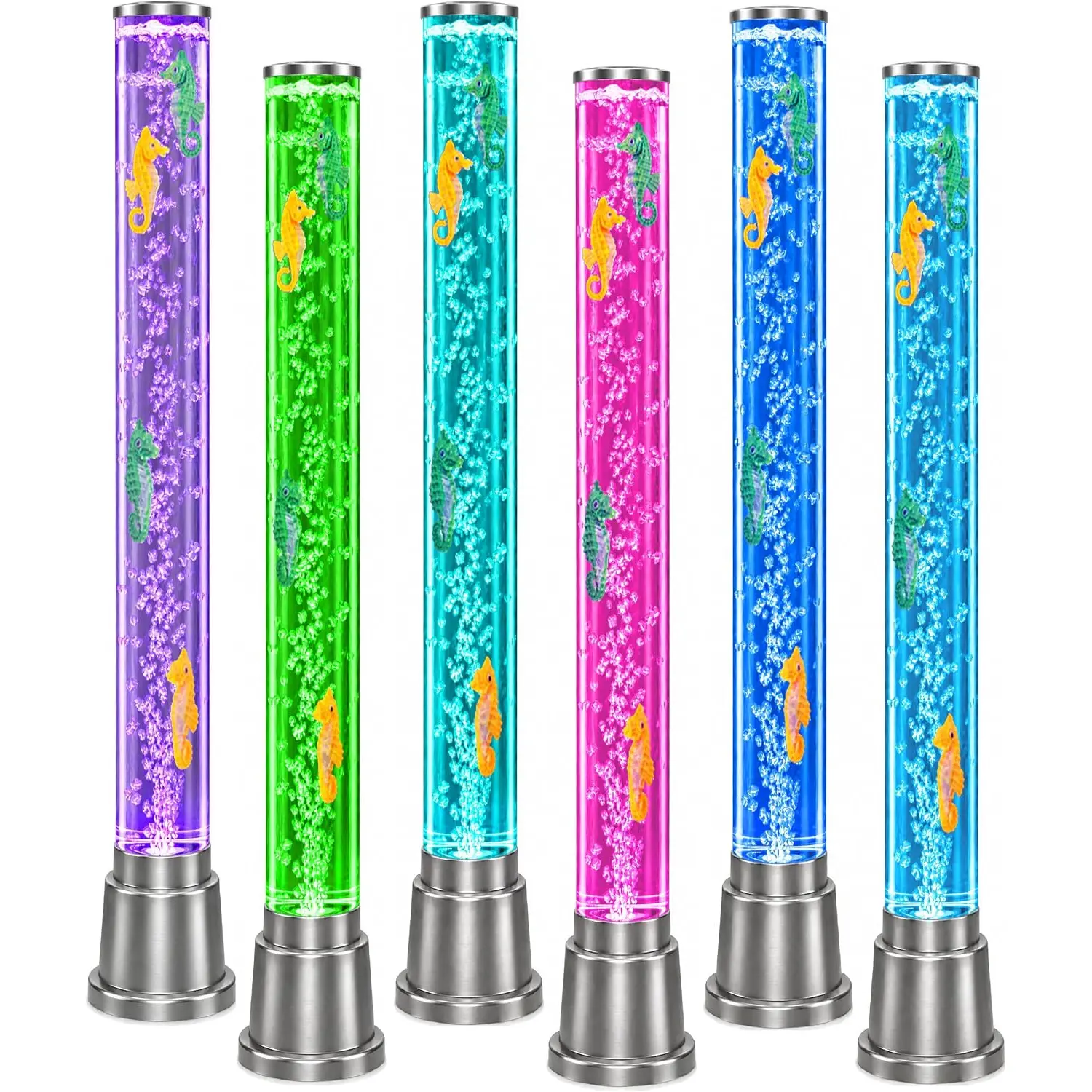 Seahorse Fish Lamp Sensory Bubble Tube 6 LED Color Changing 1.9FT