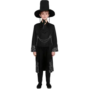 Men's Aesthetic Black Matching Korean Halloween Stage Cosplay Costume Set - Menswear, Fitted Cut, Metallic Trim, Multi-Size, Breathable Stretch Polyester Blend, Tailored Look, Casual Blazer & Pants