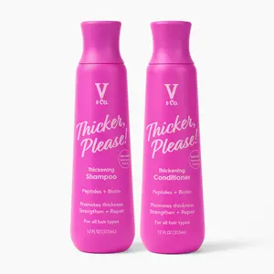 V&Co. Beauty Thickening Hair Shampoo & Conditioner Set (12 Oz. Each) with Peptide Technology, Biotin and Coconut Oil, Sulfate Free Shampoo & All Natural Conditioner for Thickening Hair, Builds Density