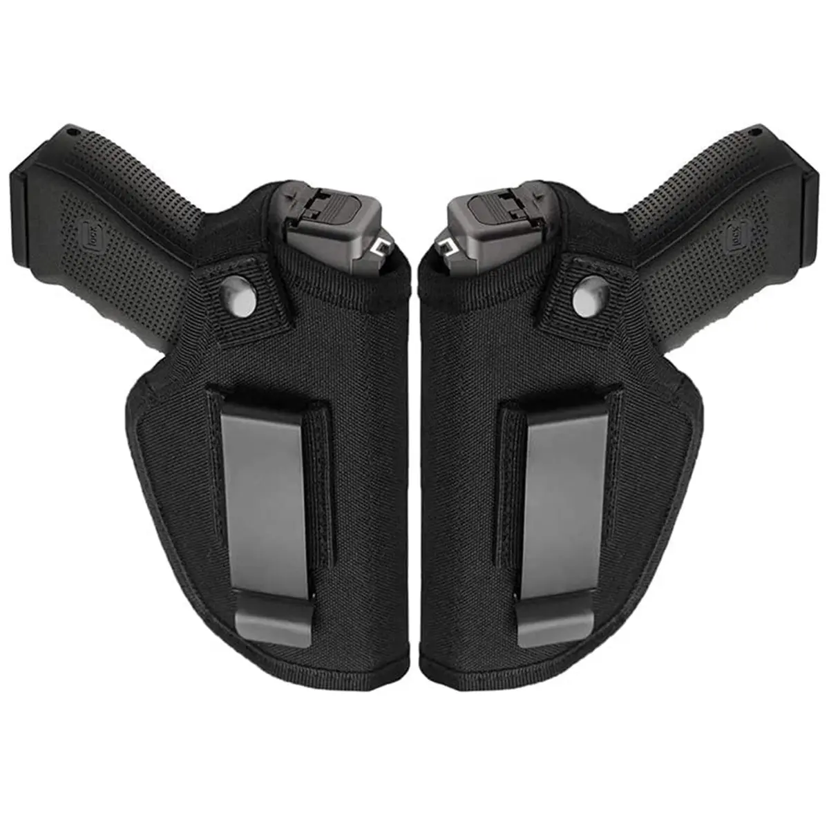 Unisex 2-Pack Ambidextrous Universal Double Pistol Holster - 1000D Nylon Resists Daily Wear, Adjustable Nylon OWB/IWB Concealed Carry - Compatible with 9mm GLOCK 17,19,23,26,27,42,43,S&W M&P,Sig Sauer & Similar Models, Double Pack, 2 Owb/Iwb Holsters, 2 U