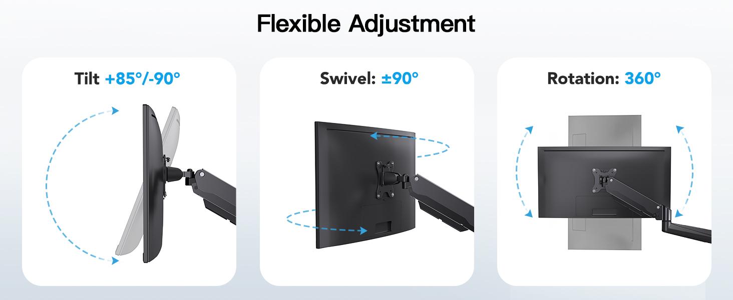 HUANUO Triple Monitor Mount for 17'' to 32'' Screens, Gas Springs Adjustment Triple Monitor Stand with Swivel, Tilt, Rotation, Clamp & Grommet#TikTokShopBlackFriday