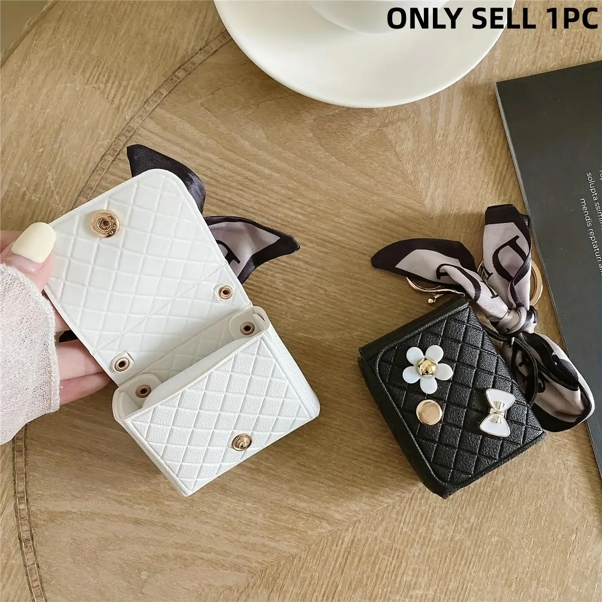 Fashion Artificial Leather Coin Purse Bags, Keychain Earphone Case for AirPods 1/ 2/ 3/ 4, Universal Headphone Bag, Headphone Storage, Audio Earbuds
