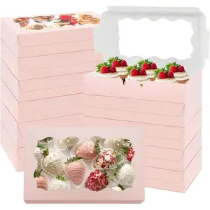 6/12/20/50 Cookie/candy Boxes with Transparent Window, Ideal for Pastries, Candies, Packaging, Weddings, Parties, Birthdays, Outdoor Events, Cake Box
