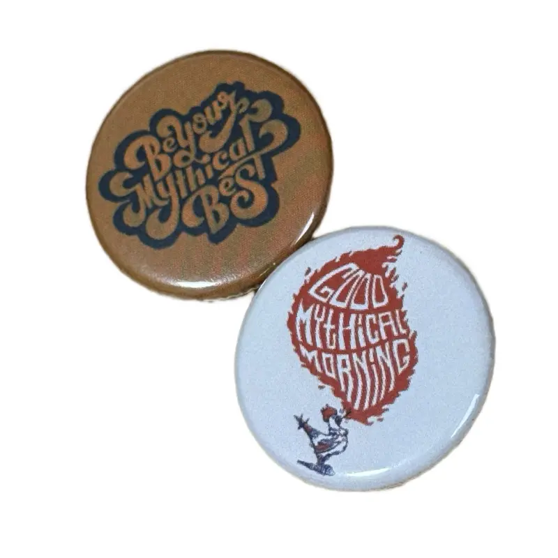 Good Mythical Morning - Set of 2 1.25 Inch Buttons with Be Your Mythical Best and Good Mythical Morning