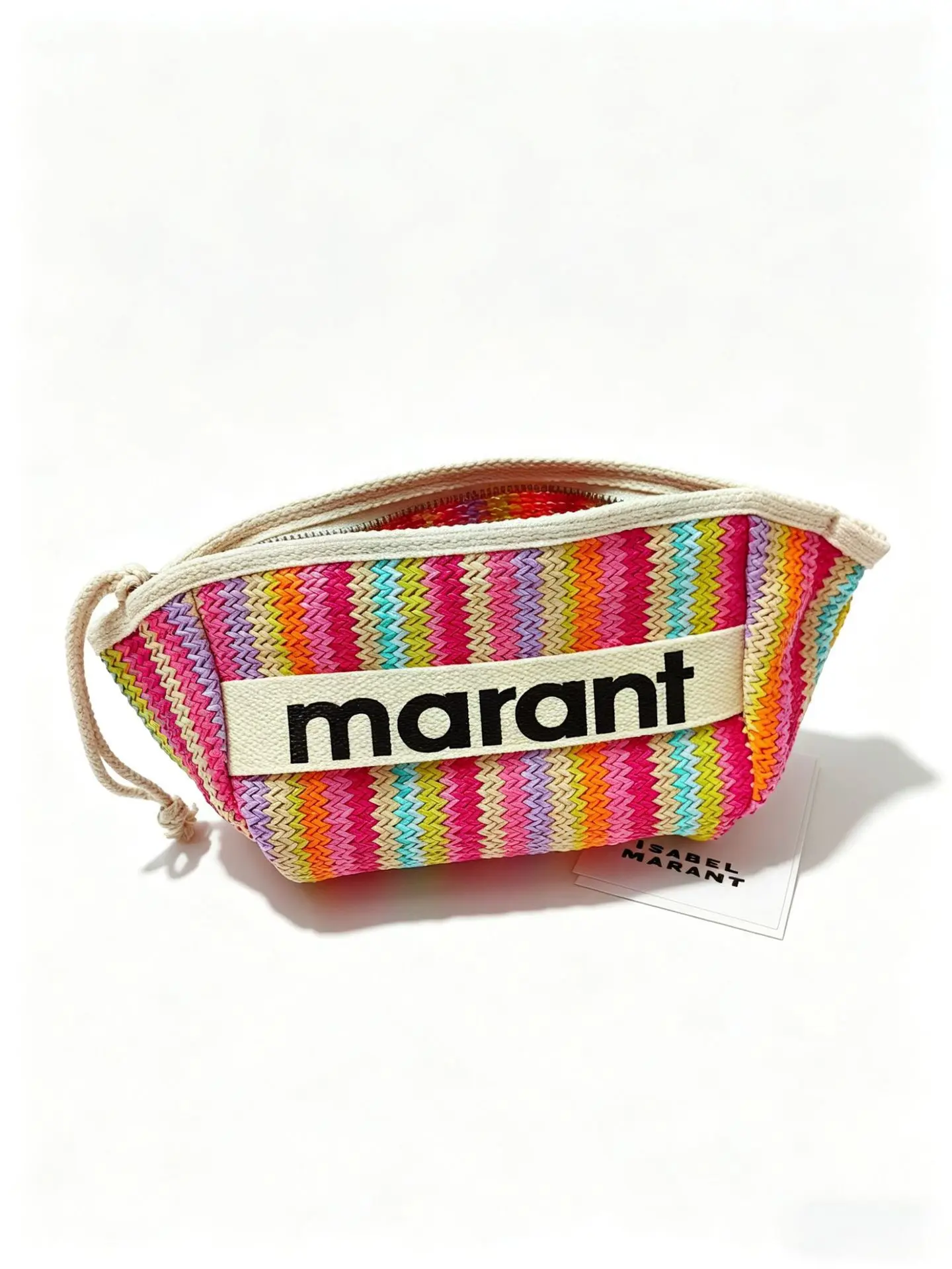 Grass woven large capacity makeup bag, fashionable woven portable and durable wave pattern makeup bag, suitable for daily and vacation use Bohemian travel and beach makeup bag