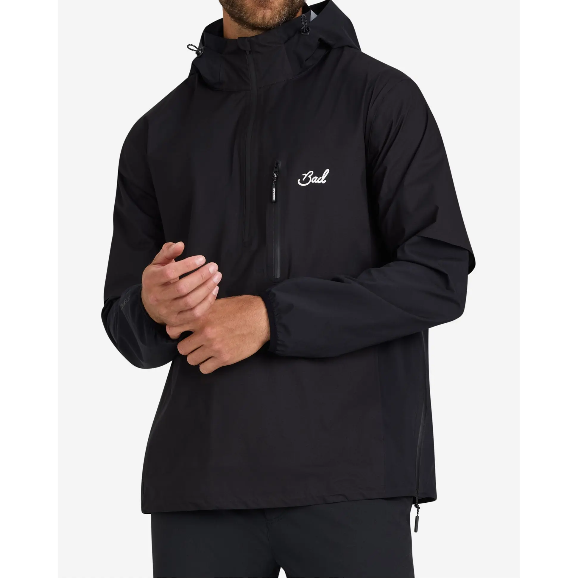 Men's Minimalist 3-Layer Ripstop Waterproof Vented Long Sleeve Anorak Rain Jacket - Packable Menswear with Kangaroo Pocket, Elastic Hem, Mesh Lining