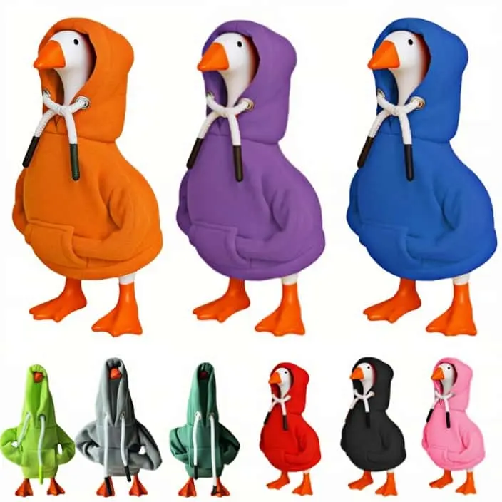 7-in Miniature Magnetic Desk Goose Costume Set - Polyester Soft Hoodie Outfit for Goose Decor Enthusiasts, Adjustable Hood, Cozy Fabric, Careful Stitching, Front Pocket, Quick Snap Dressup, Seasonal Tabletop Decor (Toys & Hobbies DIY Specialty Supply)