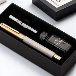 Premium Pen Gift Set for Business Office Calligraphy Writing Signature Tool with Non-Slip Resin Grip Replaceable Ink Cartridge Portable Fountain Pen Kit Includes 15ml Ink