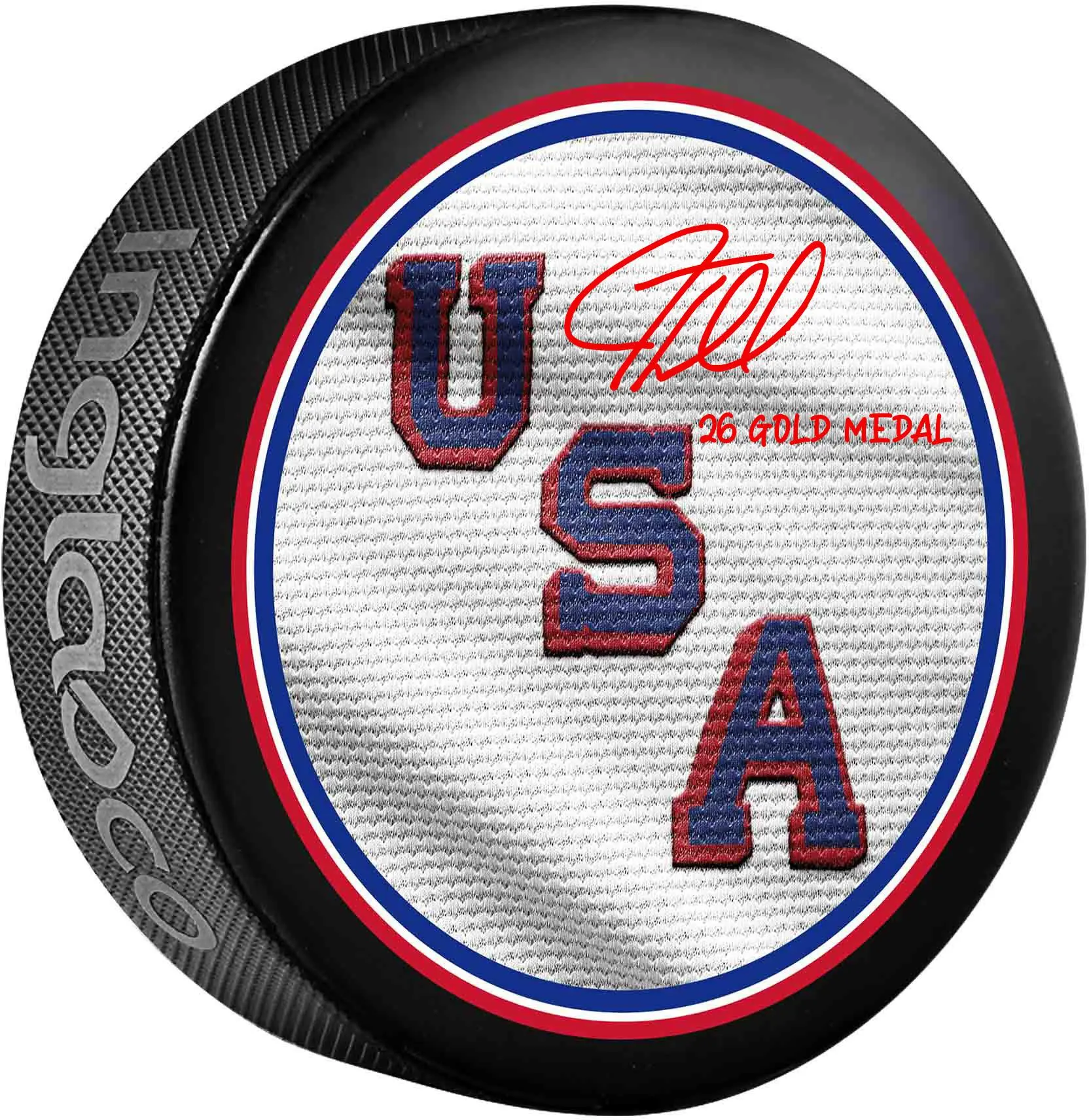 J.T. Miller Team USA Autographed 2026 Olympic Hockey Puck with "26 Gold Medal" Inscription - Fanatics Authentic Certified