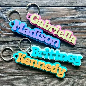 Personalized Name Keychain Acrylic Multicolor Bag Charm Custom Name Tag for Kids Lunchbox Tag & Backpack Accessory