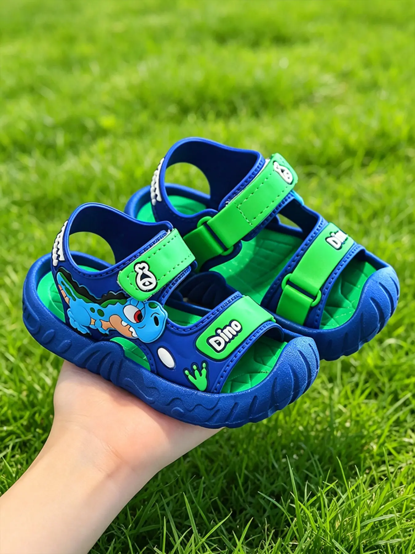 Back To School Anti-Slip Breathable Dinosaur Pattern Kids' Summer Style Sandals, Lightweight Comfortable Outdoor Beach Shoes, Summer Sports Children Footwear