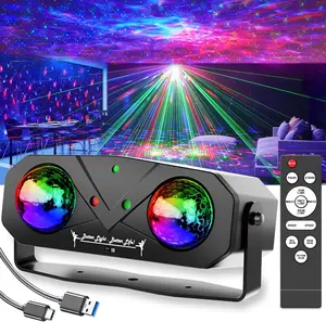 1pc Disco Ball Stage Light, featuring 3 laser effects, sound control, remote control, USB-powered, made of painted ABS, for indoor use, suitable for home, birthday, Halloween, and Christmas parties.