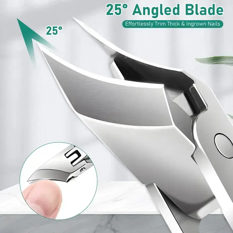 3-Set Eagle Beak Beveled Nail Clippers - Wide Jaw Anti-Splash Slanted | 25 Degree Oblique Ingrown Toenail Clippers, Heavy Duty Sharp Trimmers for Thick Nails & Seniors, Portable Manicure Tools for Camping & Daily Grooming