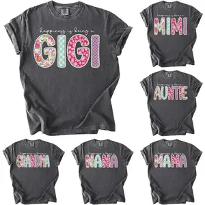 Custom Comfort Colors Grandma Shirt, Personalized Floral happiness is being a Mama T-Shirt, Nana Honey Mimi Gigi Auntie Grammy Lolli Shirt - DarkFlex