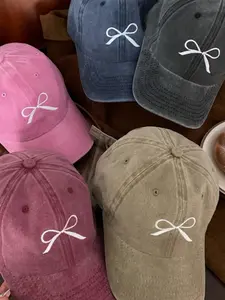 Women's Bowknot Embroidered Classic Baseball Cap, Casual Outdoor Sports Hat for Women, Fashion Accessories for Daily Wear