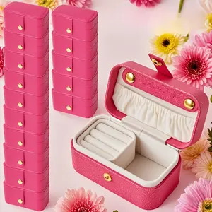 Pearlescent 2-in-1 Mini Portable Jewelry Box with Detachable Ring Tray, Faux Leather Home Jewelry Organizer for Earrings, Necklaces, Rings, Hair Clips, Travel Jewelry Case, Decorative Jewelry Box, Gift for Her