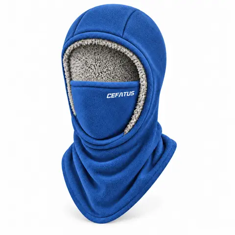 Unisex 1-Piece Winter Thermal Outdoor Hat - Balaclava with Face Mask, Neck Warmer, Ear Protection, Drawstring, Thick Windproof Full-Coverage Hood for Adults Hiking, Cycling, Skiing